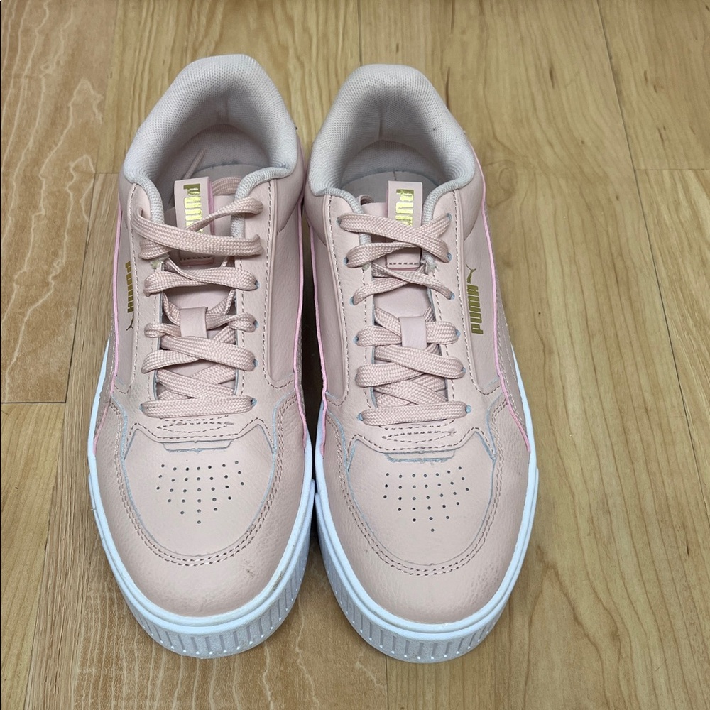 Puma Blush Pink Low-Top Sneakers with Gold Accents